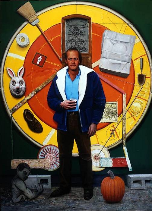 Gregory Gillespie, Rick and Large Mandala, 1995-97. Oil and alkyd on board 108 x 90 inches. Collection of Monica and Rick Segal. 